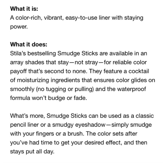 NIB- Stila Smudge Stick Waterproof Eye Liner - Picture 5 of 8